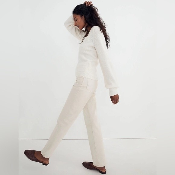 Madewell Melwood Square Neck Coziest Yarn Pullover Sweater Antique Cream XL - Picture 2 of 12